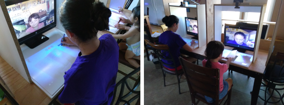 Students using the APPEAR tabletop learning platform with a remote instructor